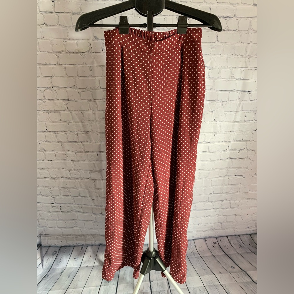 Elastic Waist Polka Dot Dress Pants